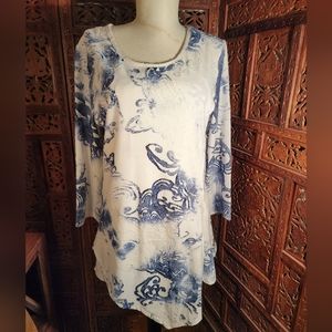 Paris Hues Long Tunic Style Textured Shirt, Size Medium
